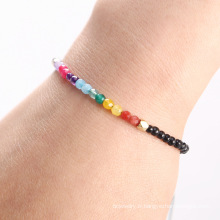 Shangjie oem boho 12 horoscope Lucky pierre 3 mm sept bracelet chakra charme bracelet féminin